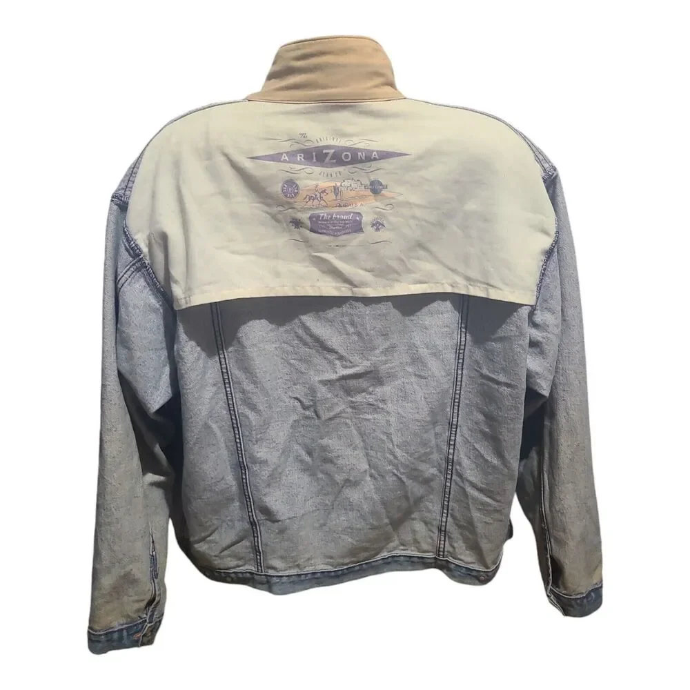 Vtg. 1991 Arizona Jean Co. Denim Jacket Mens XL Made In USA Rugged Distressed